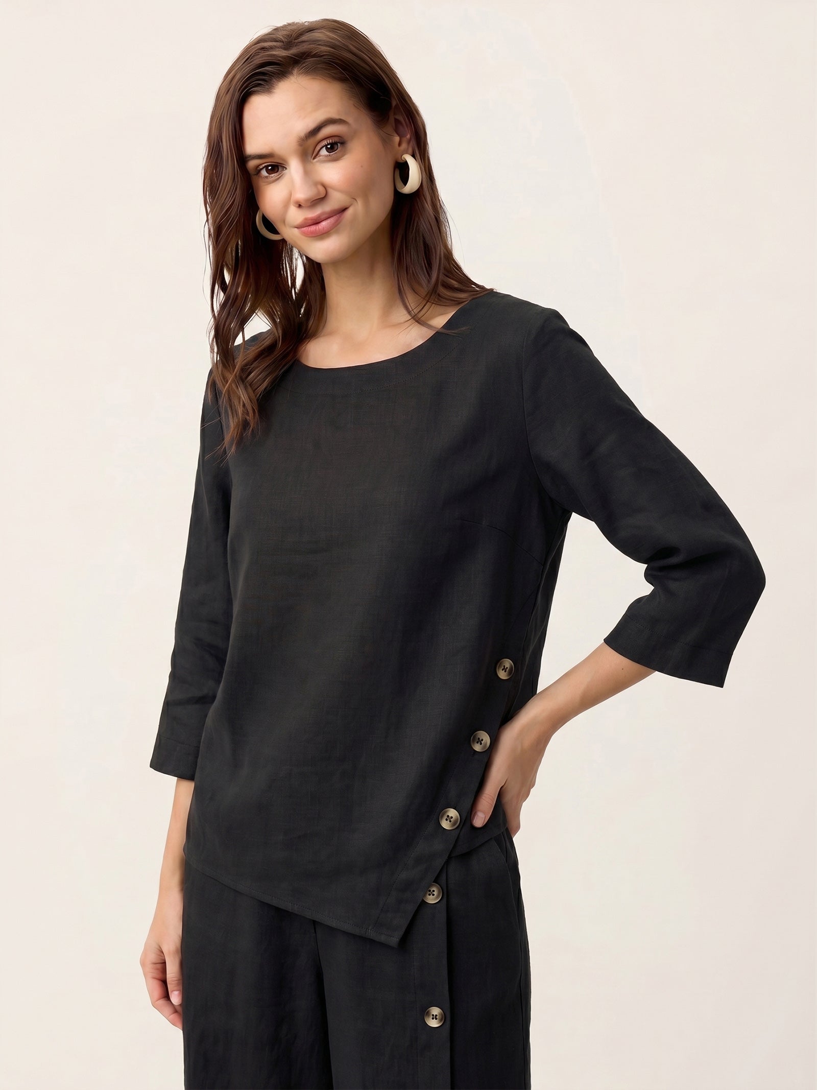 Casual two-piece set: linen cotton top and trousers – create a stylish look in 5 seconds