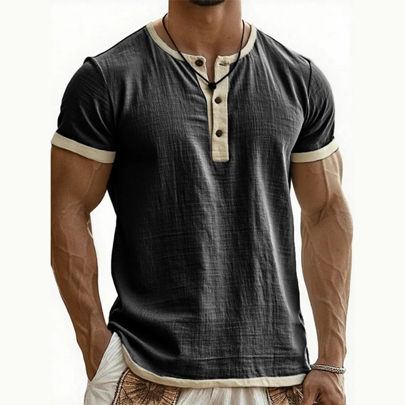 Men's Short Sleeve Breathable Henley Shirt