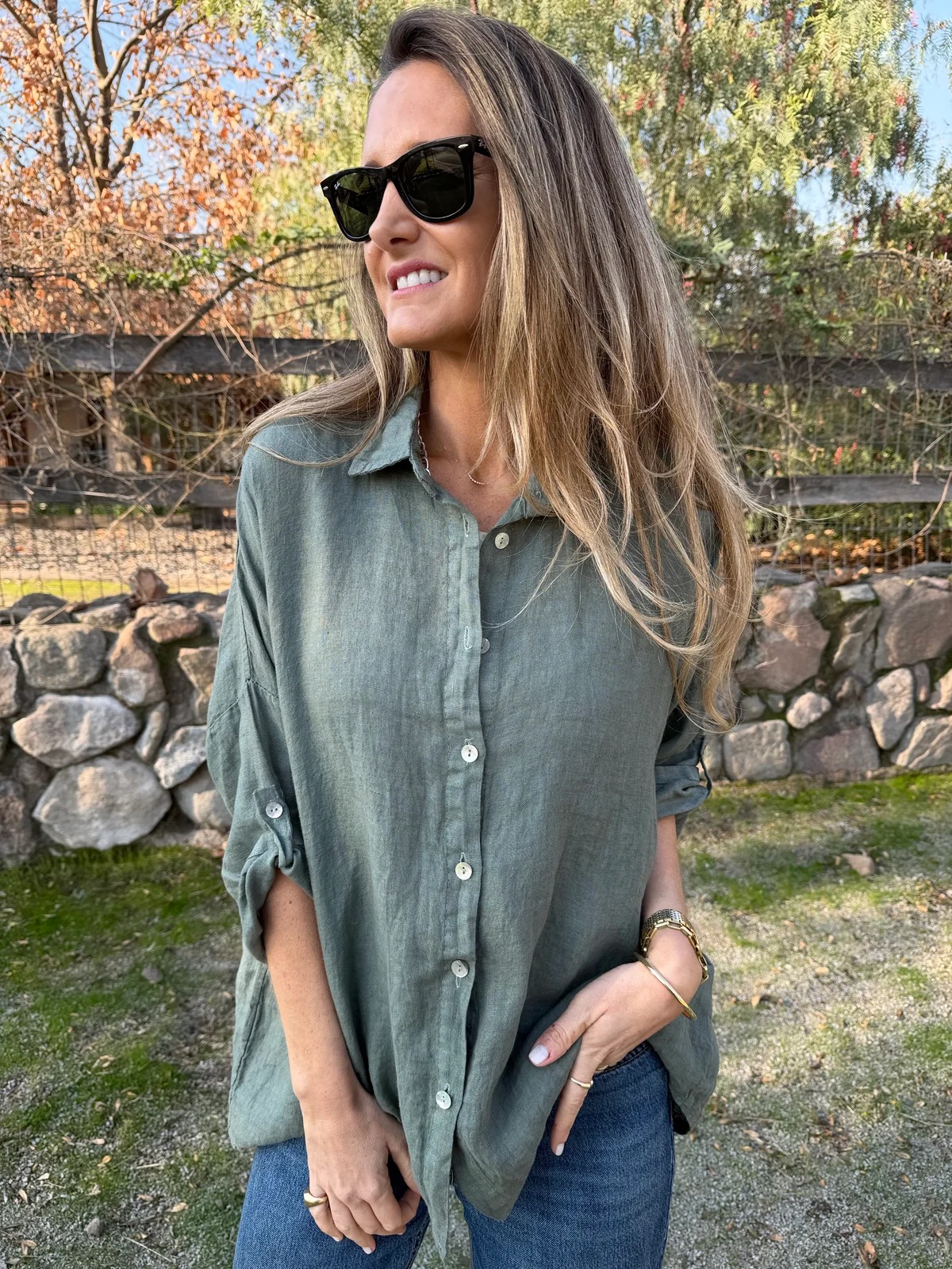 🍃 Oversized Cotton‑Linen Button‑Down Shirt