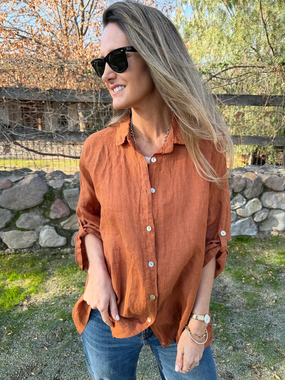 🍃 Oversized Cotton‑Linen Button‑Down Shirt