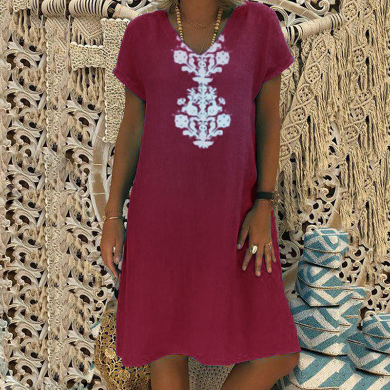 🔥CLEARANCE SALE🔥Women's Casual V Neck Printed Dress