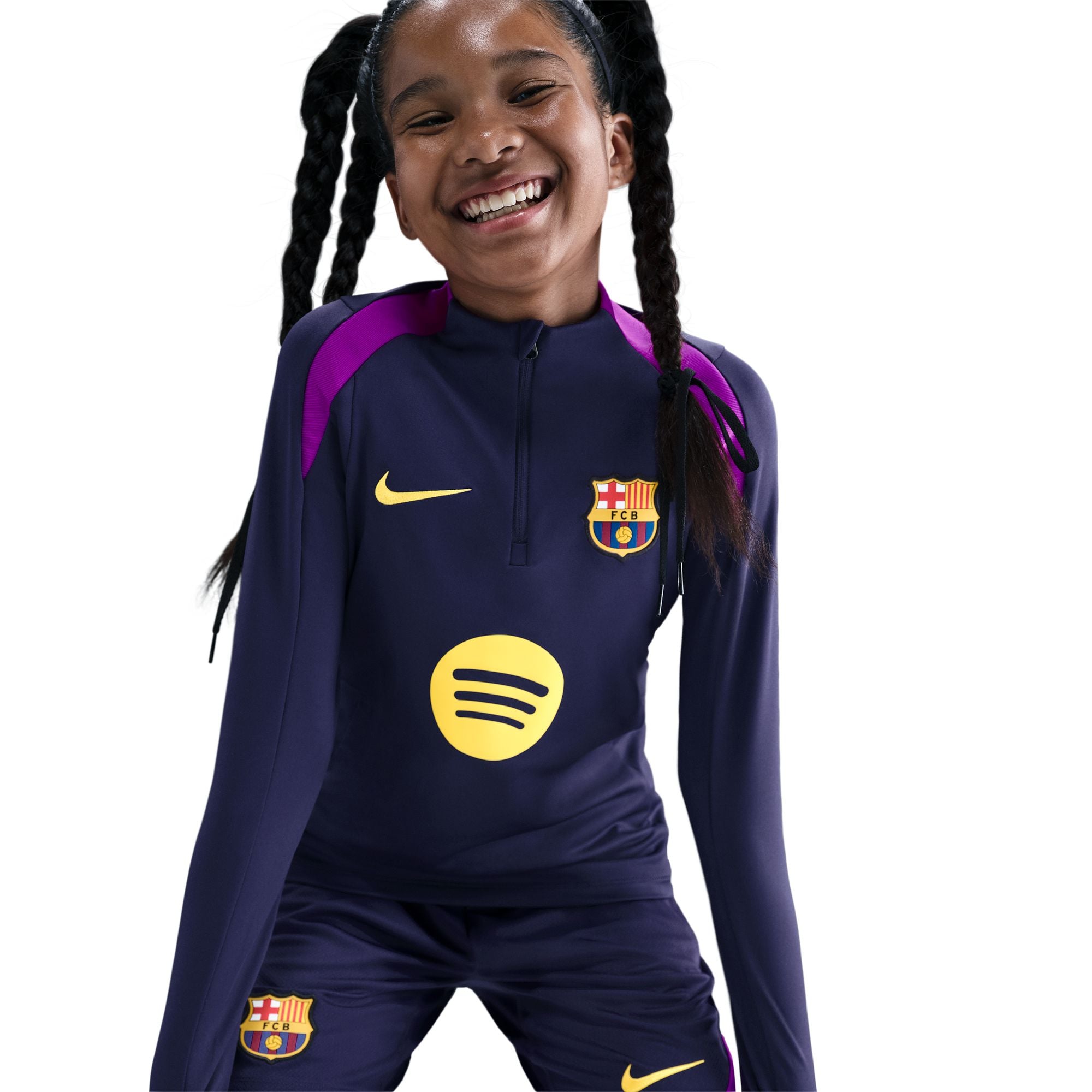 Barcelona Youth 2025/26 Strike Drill Quarter-Zip Long Sleeve Top - Navy