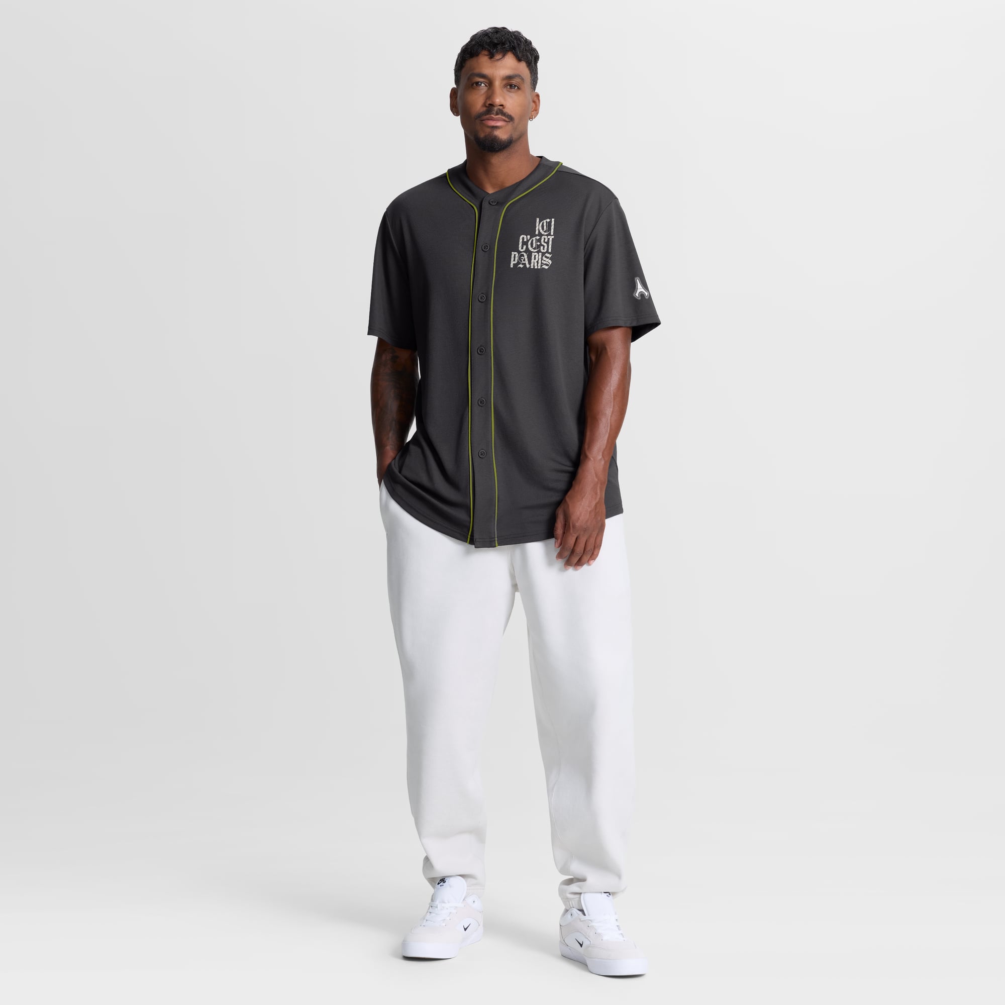Paris Saint-Germain Oversized Baseball Jersey - Charcoal