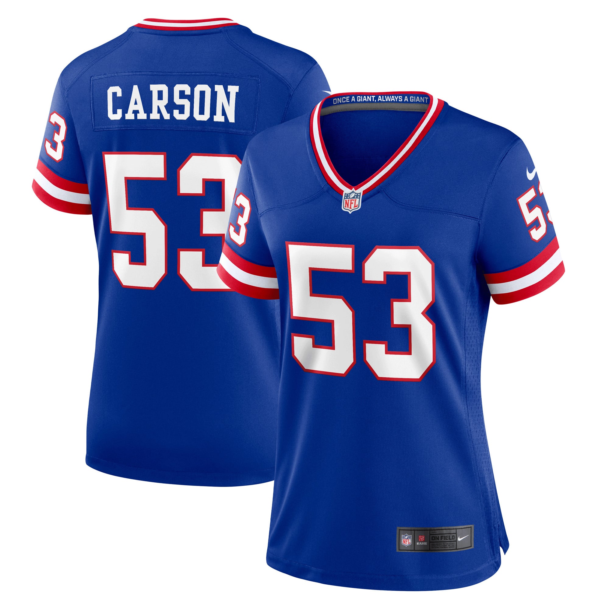Women's New York Giants Harry Carson Royal Classic Retired Player Game Jersey