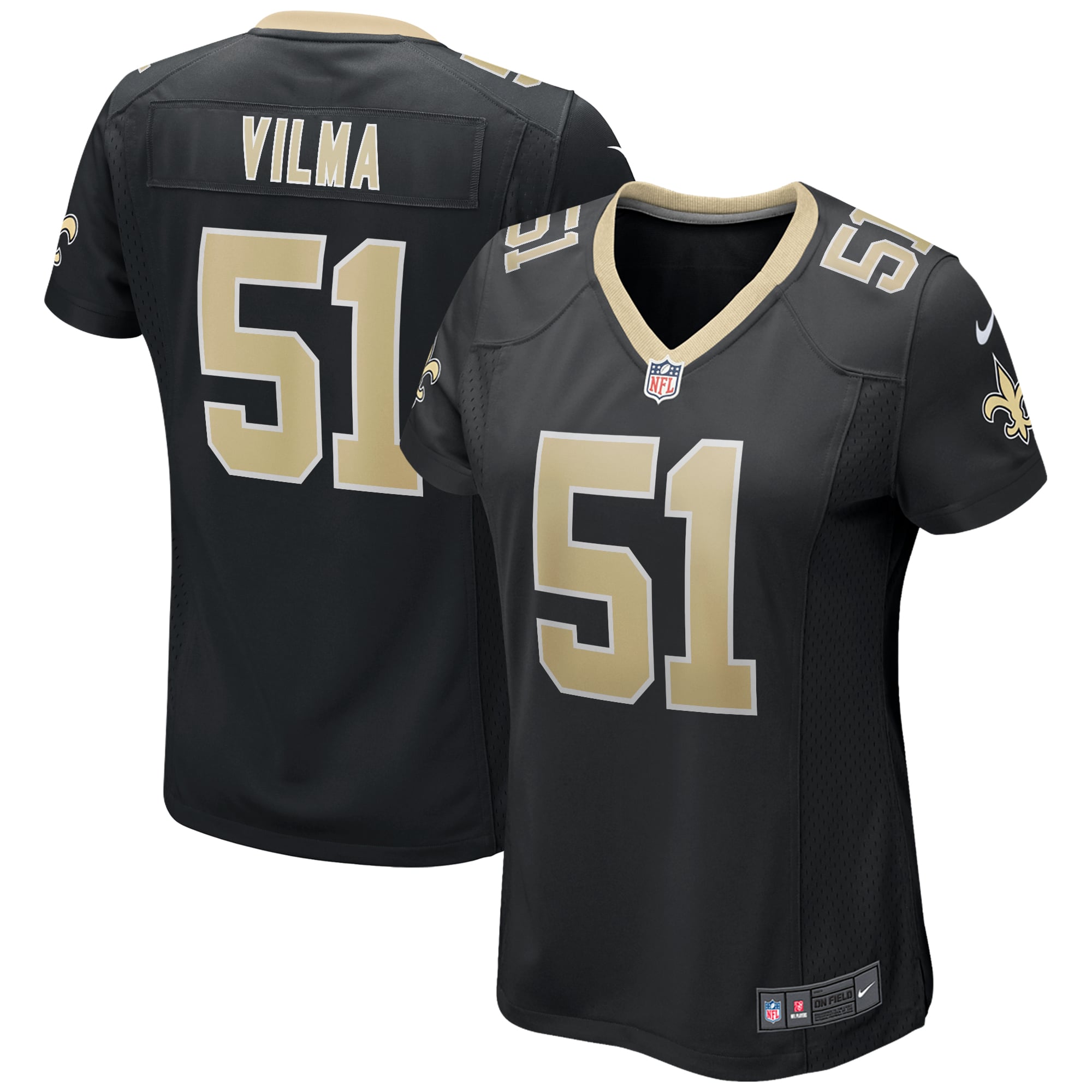 Women's New Orleans Saints Jonathan Vilma Black Game Retired Player Jersey
