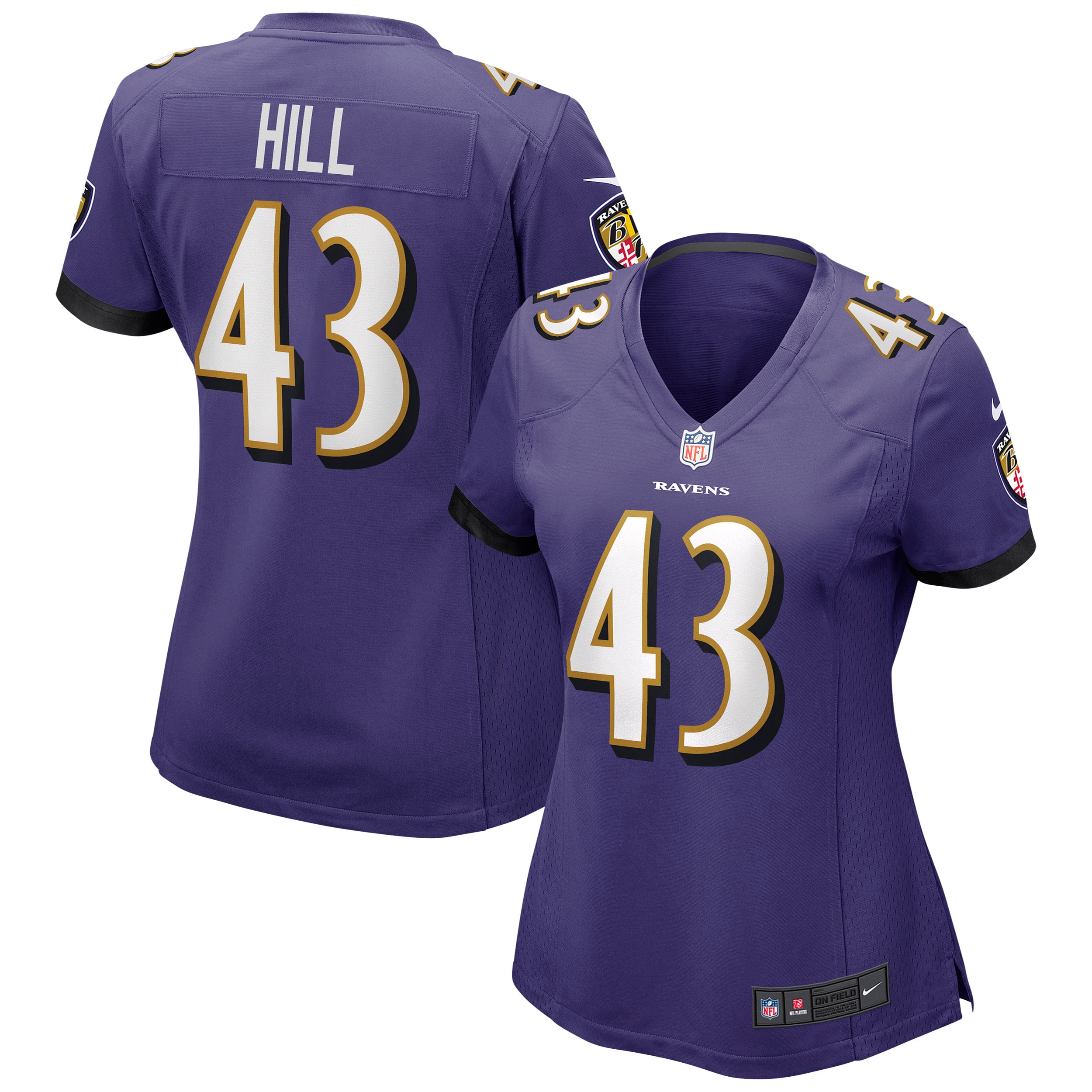 Women's Baltimore Ravens Justice Hill Purple Game Jersey
