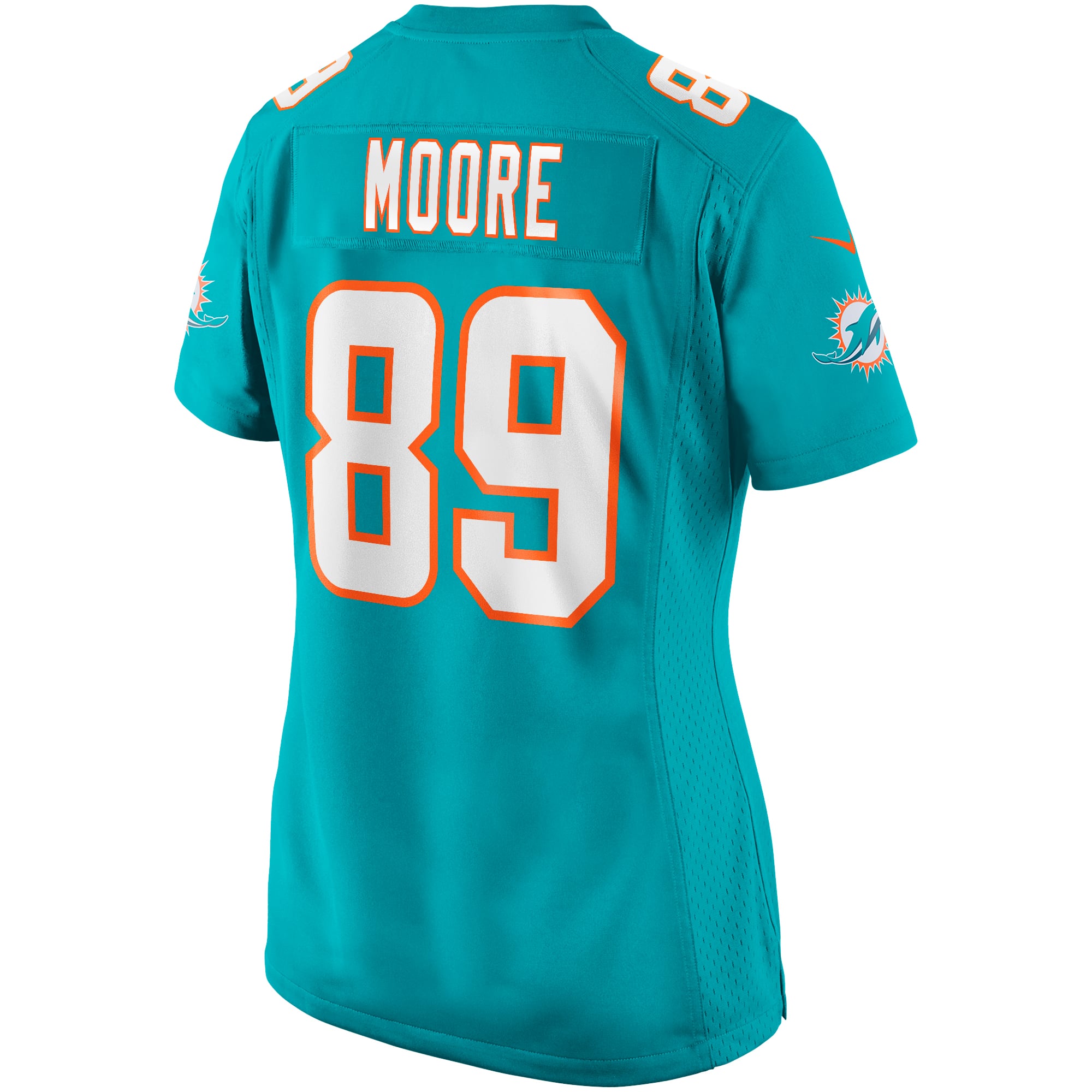 Women's Miami Dolphins Nat Moore Aqua Game Retired Player Jersey