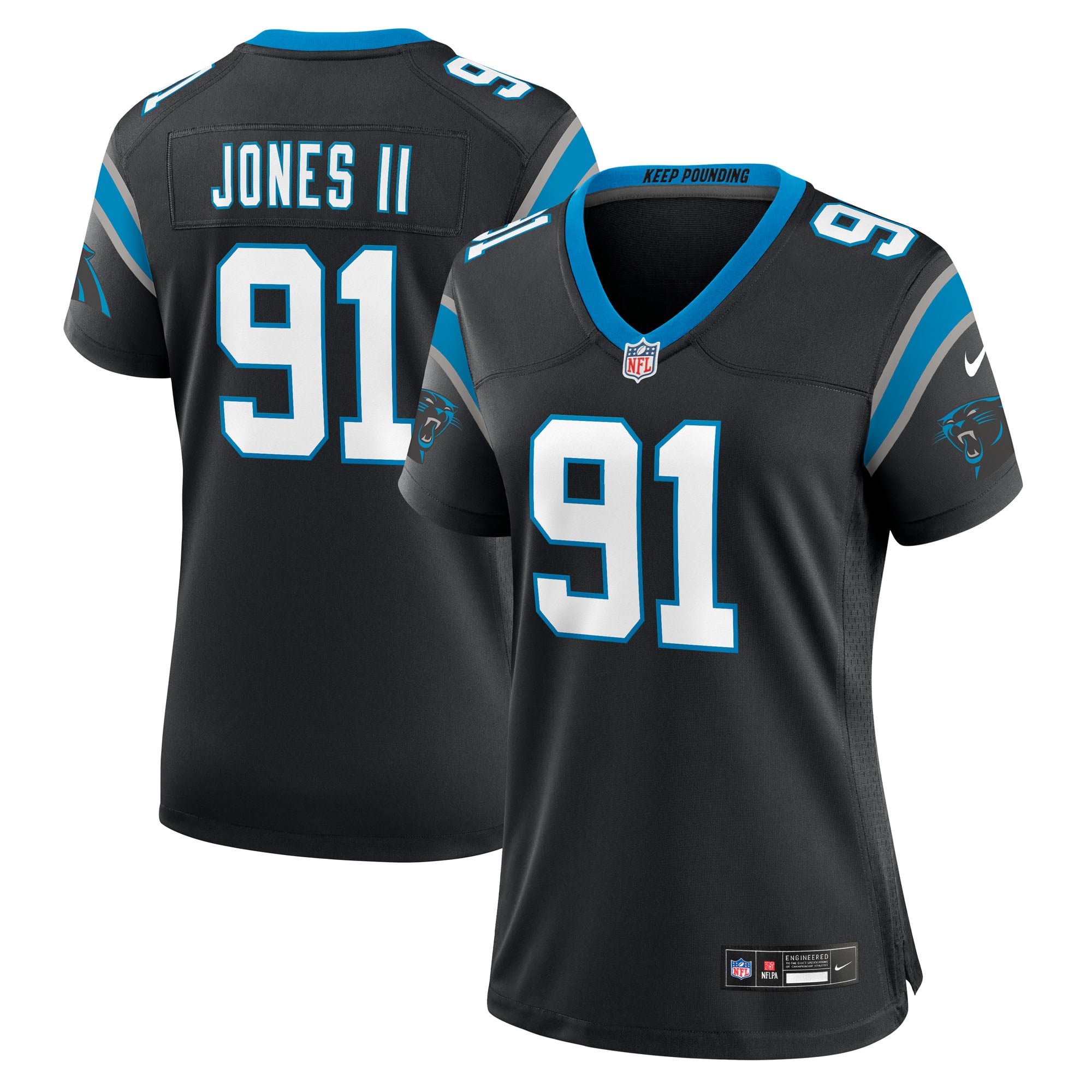 Women's Carolina Panthers Patrick Jones II Black Team Game Jersey