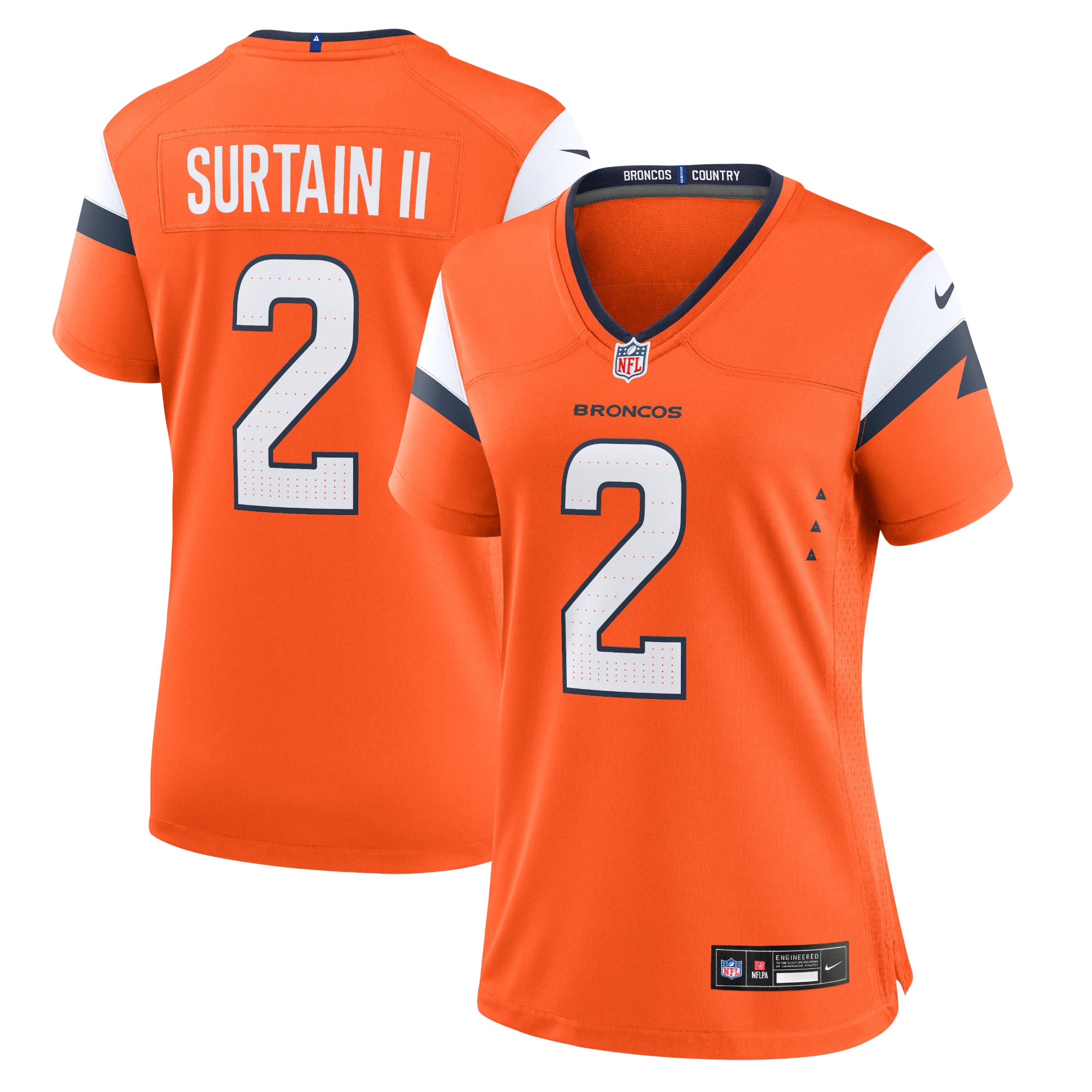Women's Denver Broncos Patrick Surtain II Orange Team Game Jersey