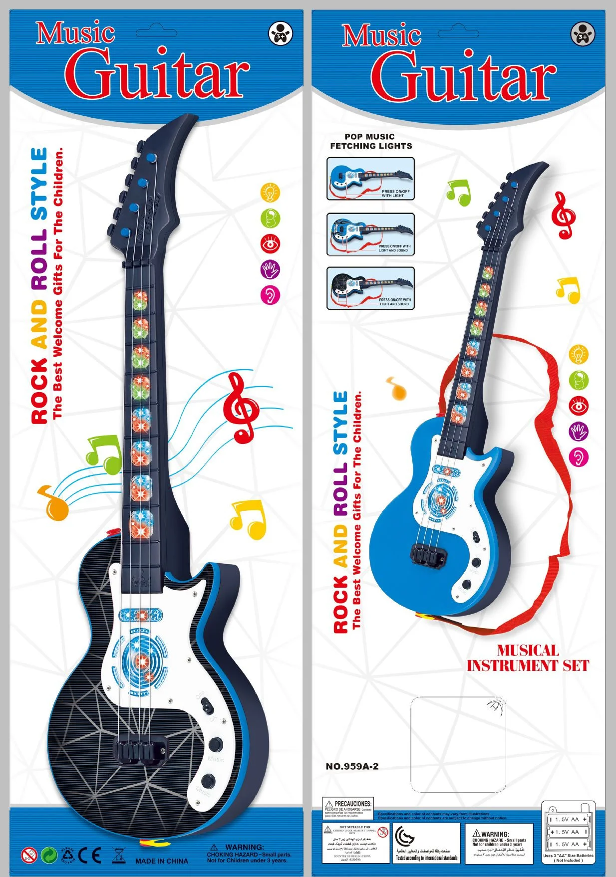 😀Kids Electric Toy Guitar with Flashing Lights & Music - Rock Band Musical Instrument Toy for Boys & Girls Ages 4-6