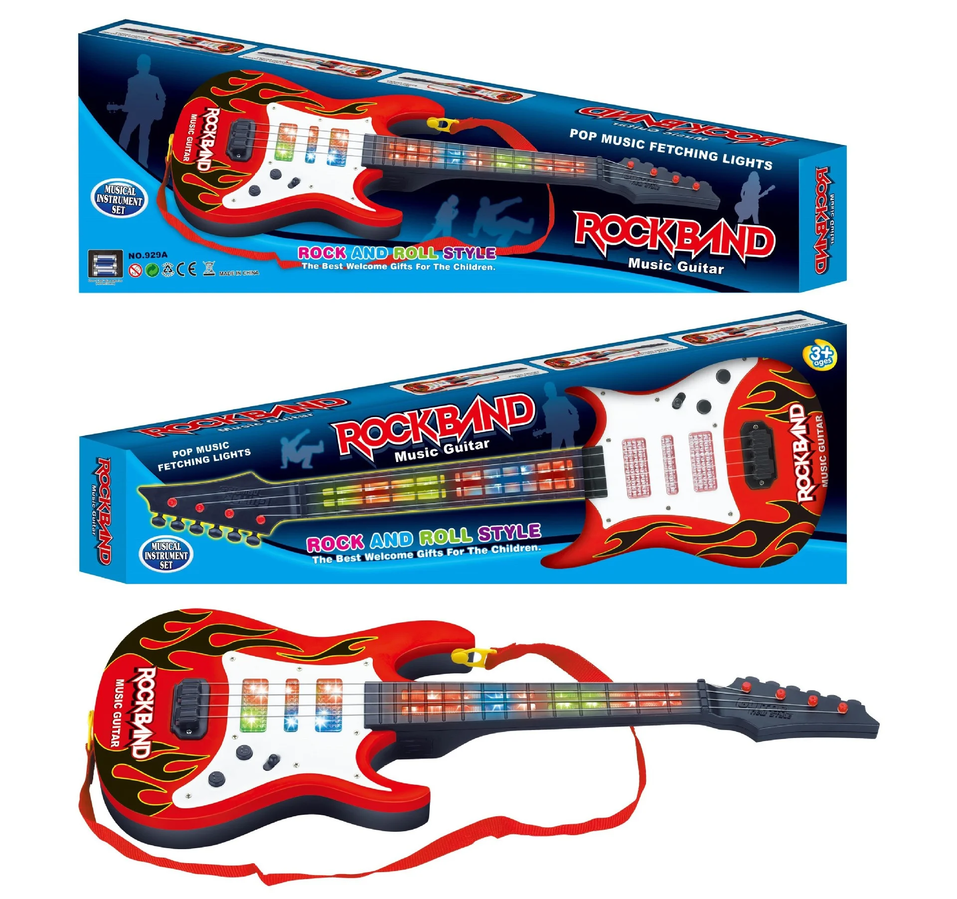😀Kids Electric Toy Guitar with Flashing Lights & Music - Rock Band Musical Instrument Toy for Boys & Girls Ages 4-6