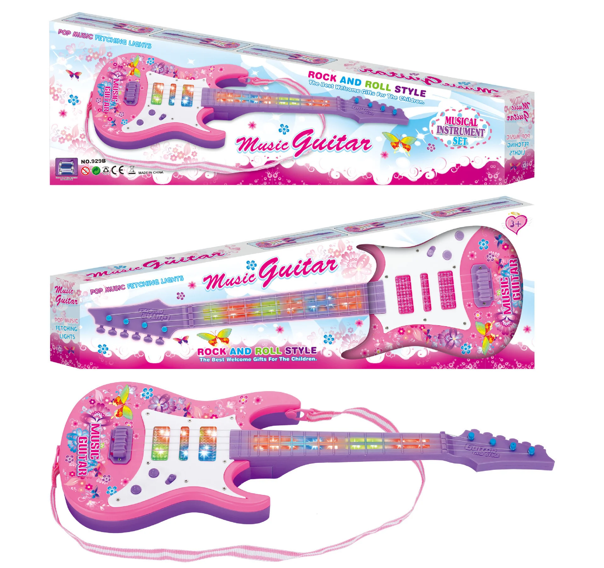 😀Kids Electric Toy Guitar with Flashing Lights & Music - Rock Band Musical Instrument Toy for Boys & Girls Ages 4-6