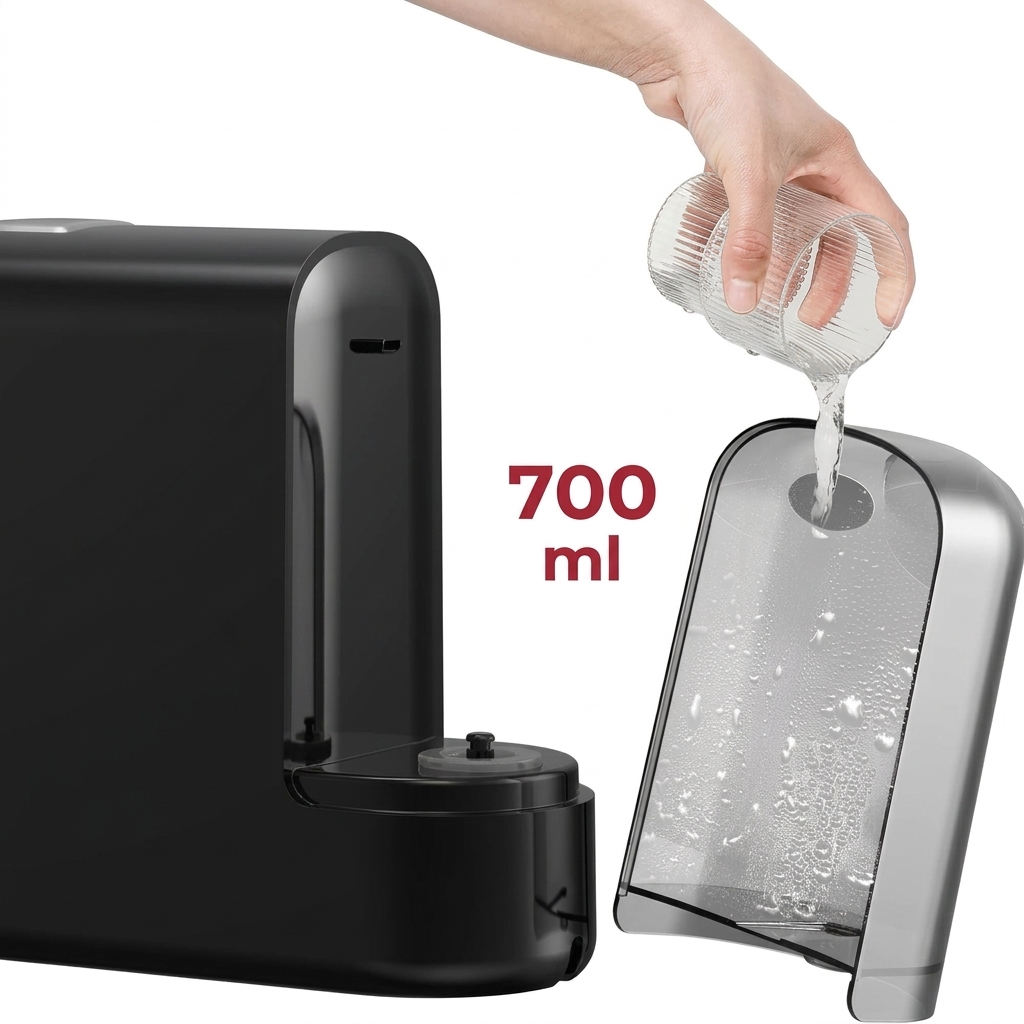Questa macchina per caffè espresso multifunzione ha una pressione di 20 bar ed è compatibile con capsule, dischetti di caffè e caffè macinato. Vanta una potenza di 1400 watt, un serbatoio dell'acqua da 700 ml e permette la preparazione di caffè Ristretto 