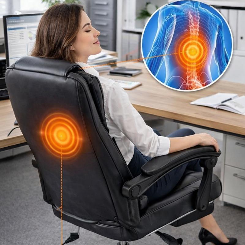 Poltrona Presidenziale con Testina Massaggiante e Poggiapiedi in Ecopelle Nero Comfort Superiore Ergonomico Regolabile USB