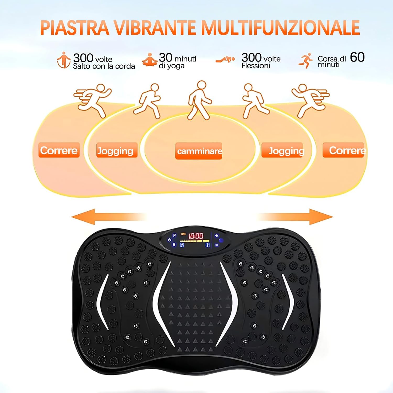 Pedana Vibrante Fitness Professionale con Bluetooth, Telecomando e Fasce Elastiche – 120 Livelli di Intensità, Allenamento Total Body, Massaggio Plantare, Tonificazione di Gambe, Glutei e Addome