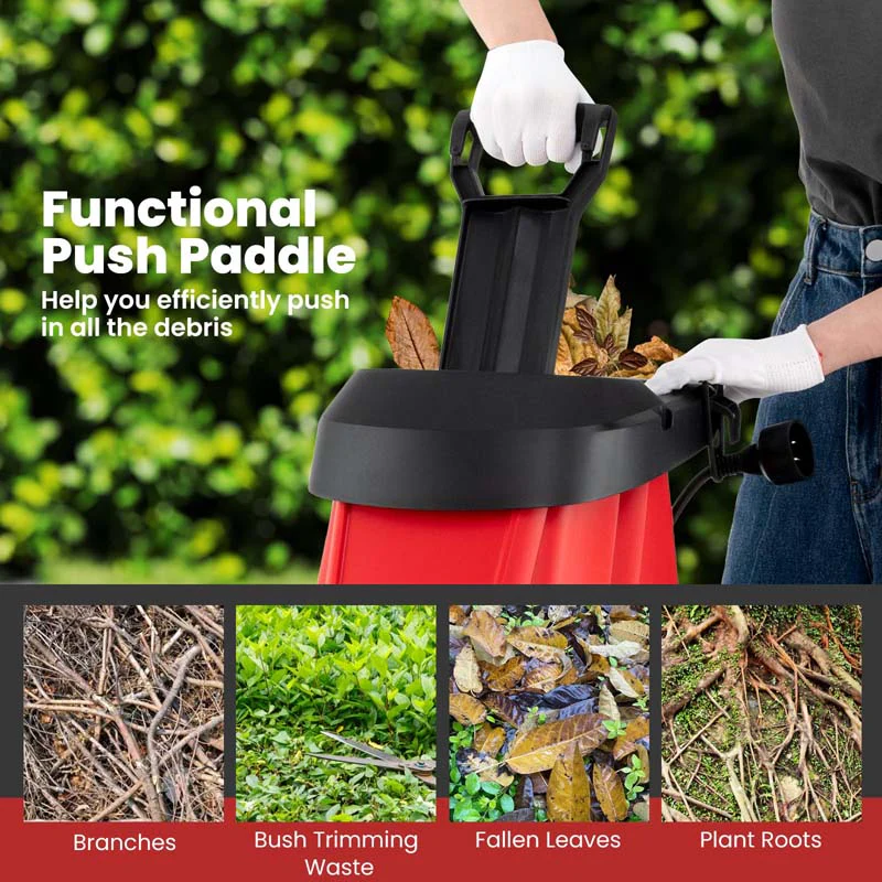 Eletriclife 15-AMP Electric Wood Chipper and Shredder Leaf Mulcher with Wheels