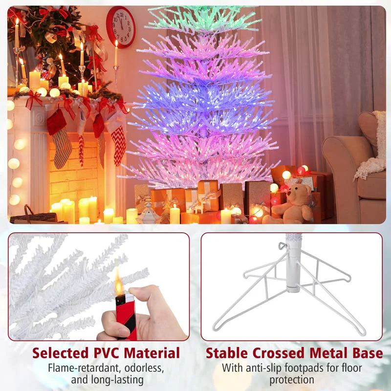 Eletriclife 7 FT Artificial Pre-lit Christmas Tree Hinged Xmas Tree with 820 Coral-like Branch Tips