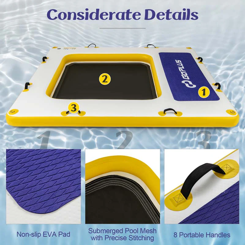 Eletriclife 8 ft x 8 ft Inflatable Dock Platform with Mesh Swim Lounge
