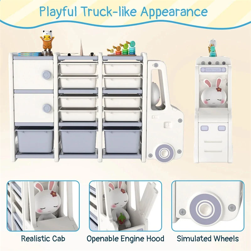 Eletriclife Truck-Shaped Kids Toy Storage Organizer with 11 Removable Bins for Playroom