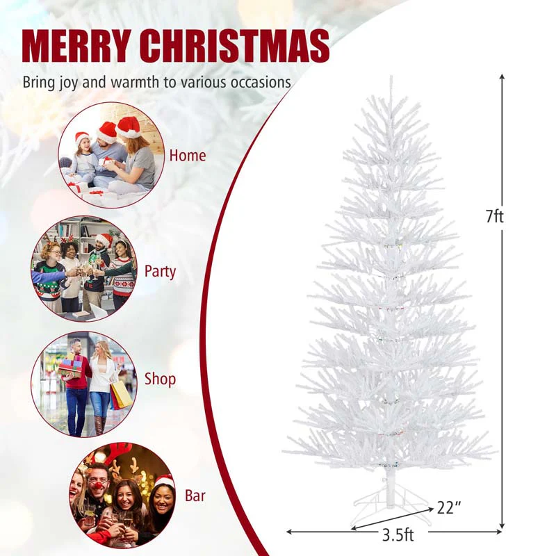 Eletriclife 7 FT Artificial Pre-lit Christmas Tree Hinged Xmas Tree with 820 Coral-like Branch Tips