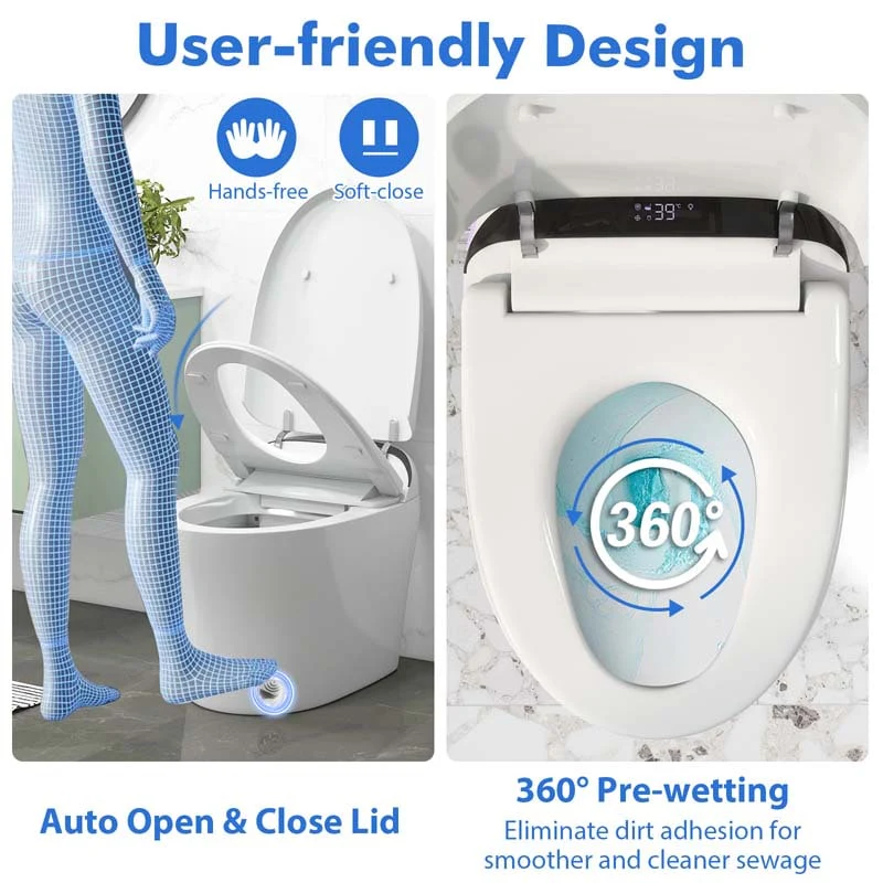 Eletriclife One-Piece Elongated Smart Toilet Bidet 1.28 GPF Dual-flush