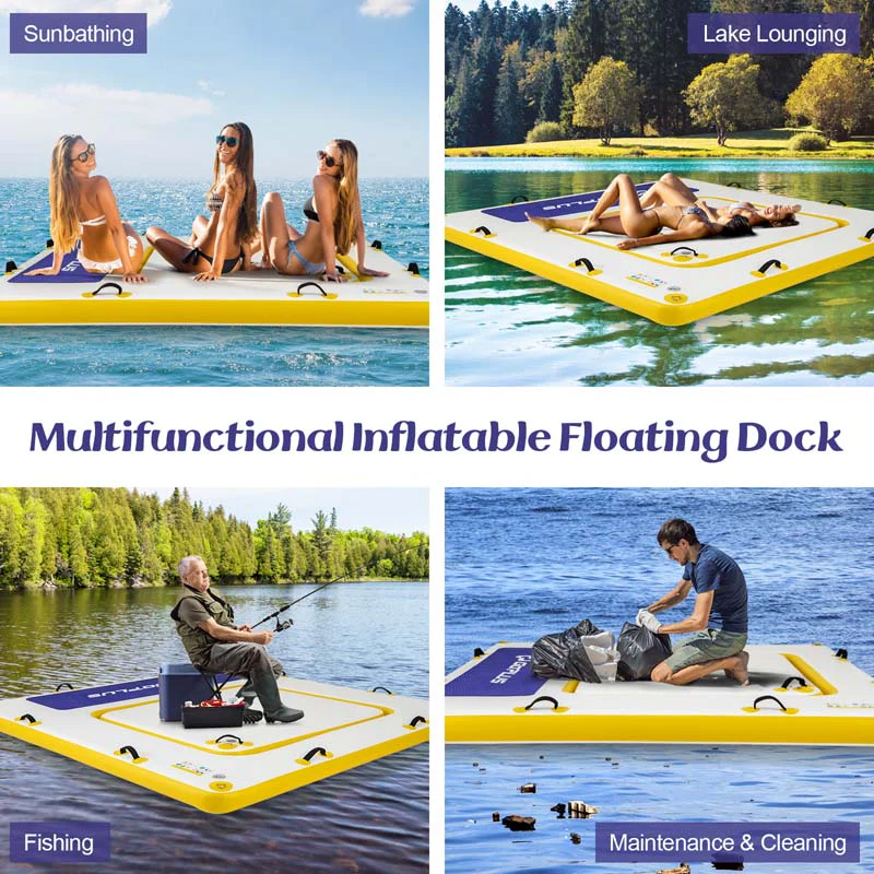 Eletriclife 8 ft x 8 ft Inflatable Dock Platform with Mesh Swim Lounge