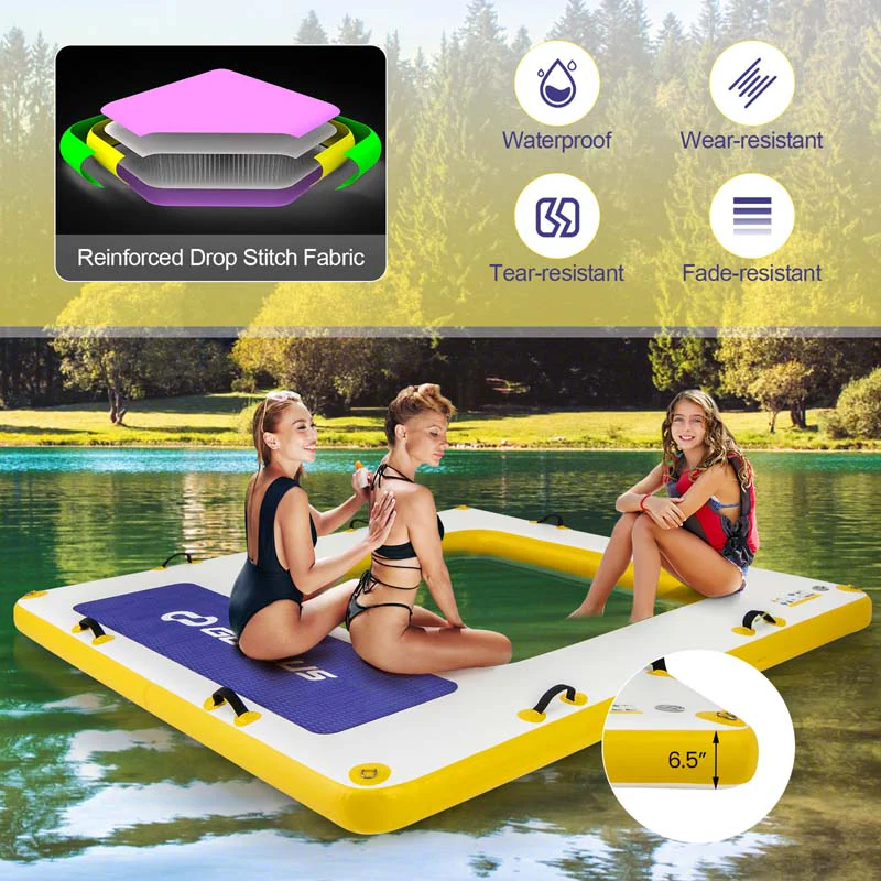 Eletriclife 8 ft x 8 ft Inflatable Dock Platform with Mesh Swim Lounge