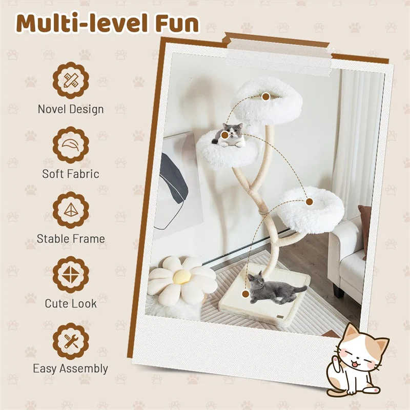 Eletriclife 70" Tall Cat Tree Tower Multi-Level Kitten Activity Center for Large Adult Cats