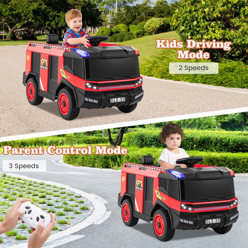 Eletriclife 12V Kids Ride on Fire Truck 2-Seater with Remote Control and Water Gun