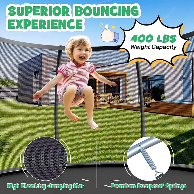 Eletriclife 12FT Recreational Trampoline with Ladder Enclosure Net Safety Pad