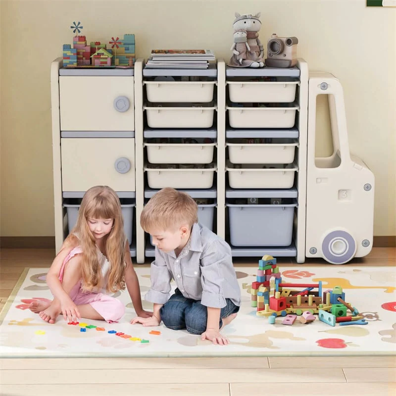 Eletriclife Truck-Shaped Kids Toy Storage Organizer with 11 Removable Bins for Playroom