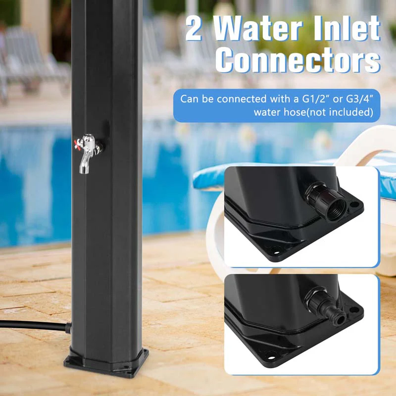 Eletriclife 7.5 Feet 15.9 Gallon Solar Heated Outdoor Shower with Shower Head