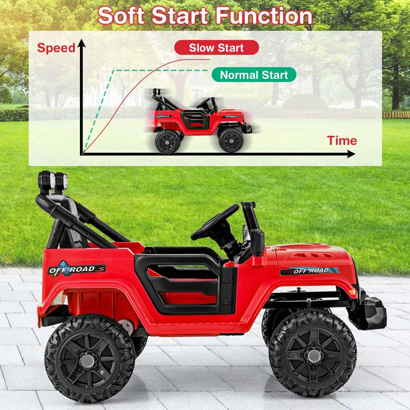 Eletriclife 12V Kids Ride on Truck Car with Remote Control Threaded Wheels