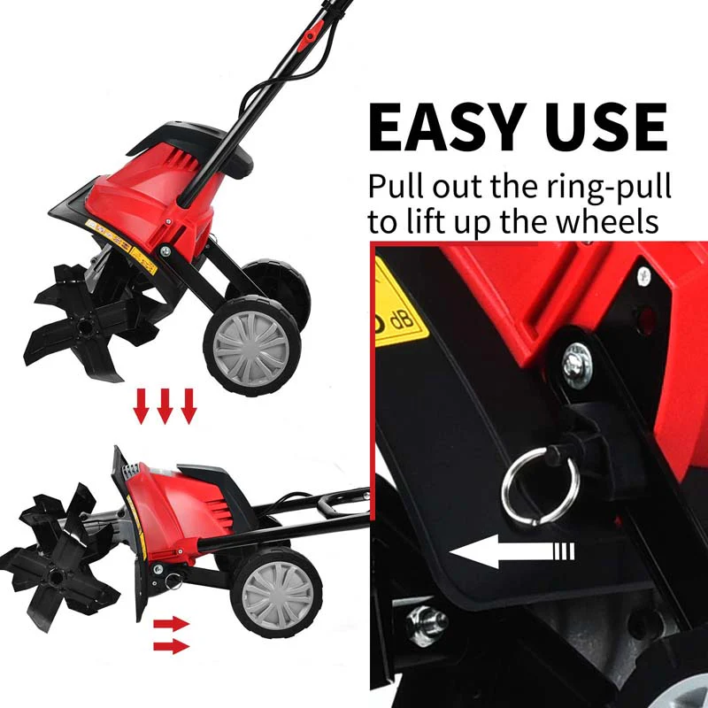 Eletriclife 14/17 Inch Electric Tiller and Cultivator with 9-Inch Tilling Depth