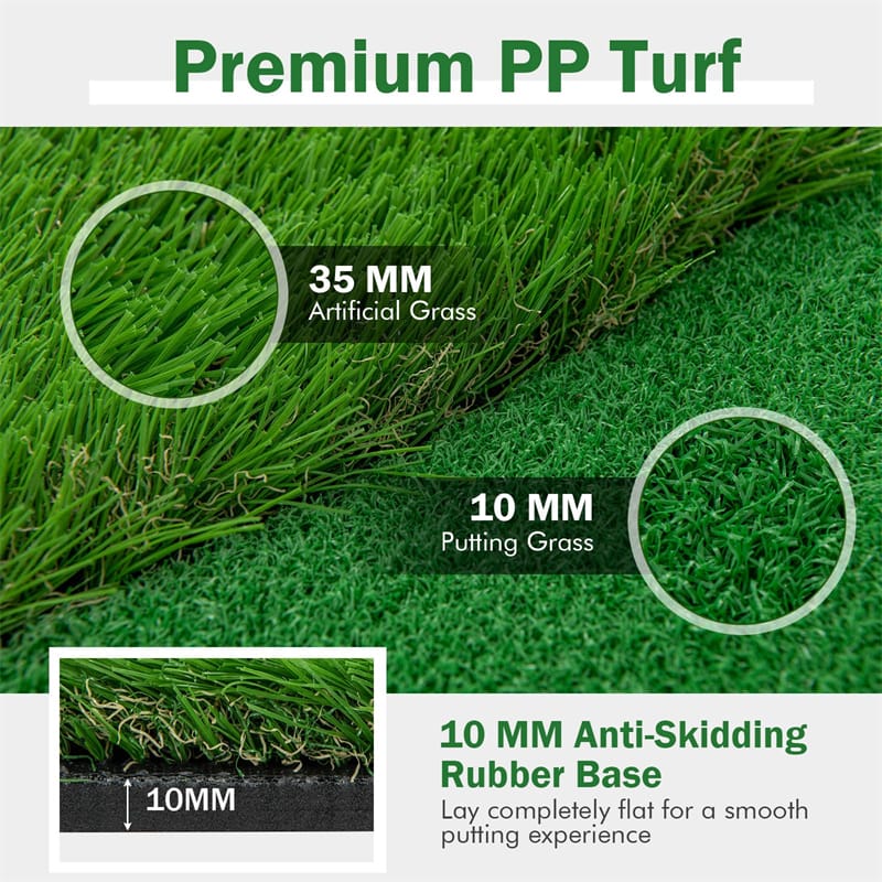 10FT Golf Putting Green Professional Golf Training Mat with 3 Holes for Indoor Outdoor Practice