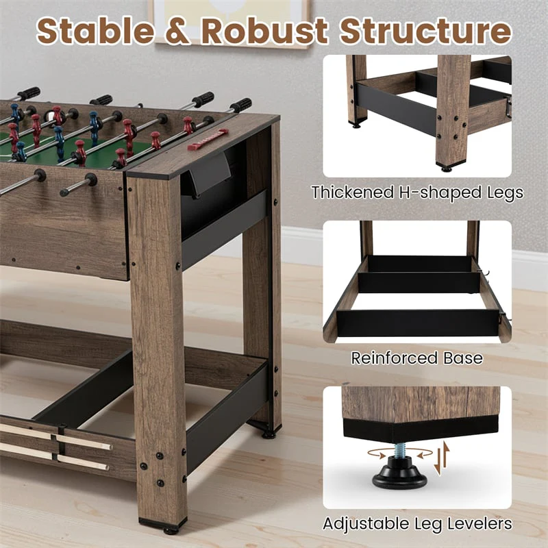Eletriclife 2-in-1 48" Swivel Multi Game Table Foosball & Billiards Combo Indoor Arcade for Kids & Adults
