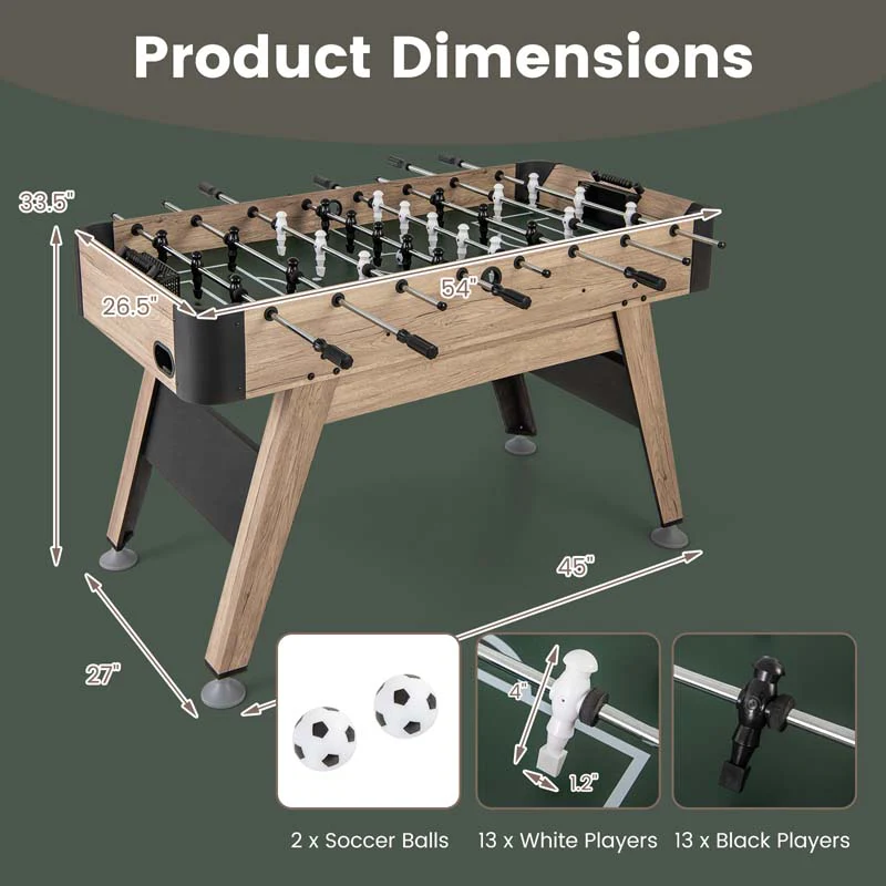Eletriclife 54 Inch Foosball Table Arcade Soccer Game Table with 2 Balls and 26 Players