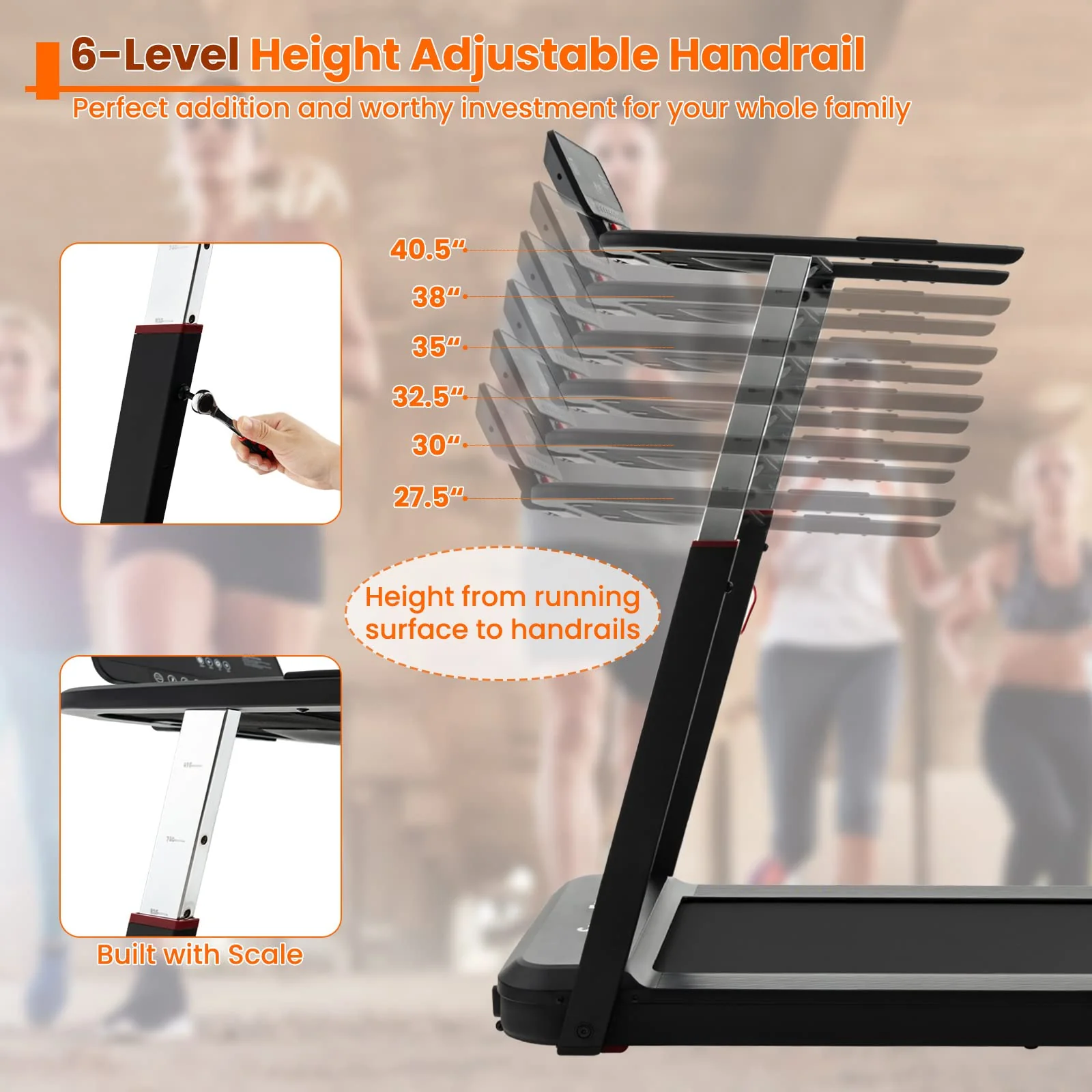 Eletriclife 3HP Folding Treadmill with Adjustable Height and APP Control