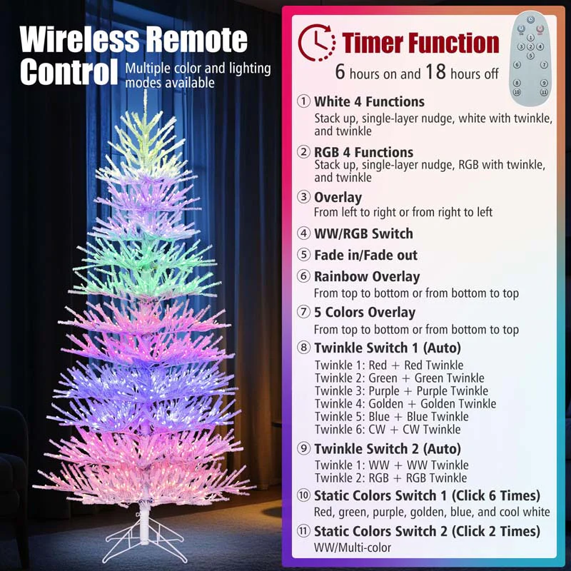 Eletriclife 7 FT Artificial Pre-lit Christmas Tree Hinged Xmas Tree with 820 Coral-like Branch Tips