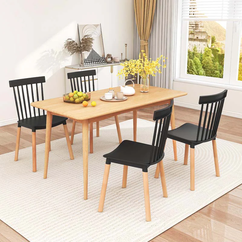Eletriclife Set of 4 Windsor Dining Chairs with Spindle Backs and Curved Seats