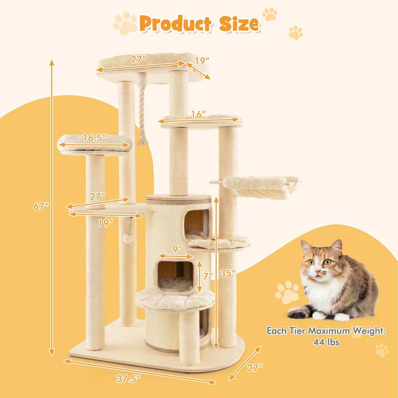 Eletriclife Multi-Level Cat Tree with 3-story Cat Condo