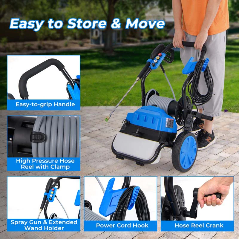 Eletriclife 2300 PSI 1.8 GPM Electric Pressure Washer with Wheels