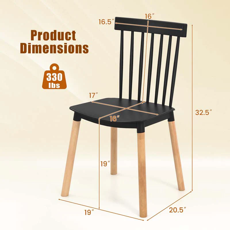 Eletriclife Set of 4 Windsor Dining Chairs with Spindle Backs and Curved Seats