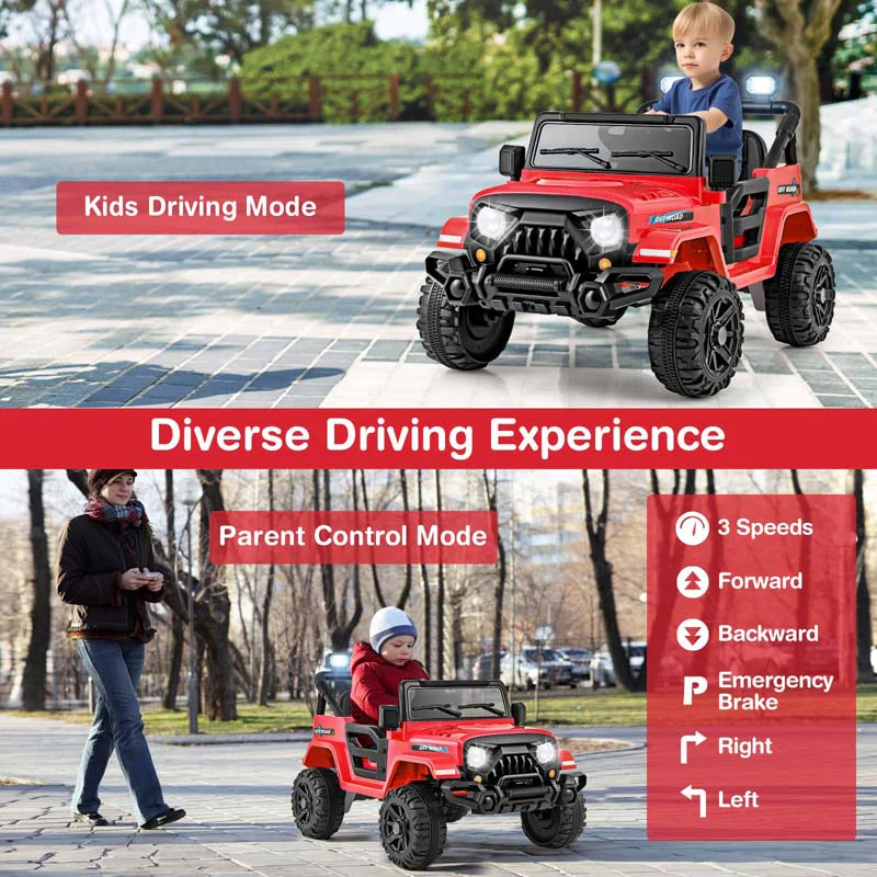 Eletriclife 12V Kids Ride on Truck Car with Remote Control Threaded Wheels
