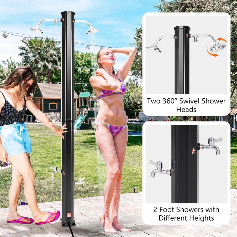Eletriclife 7.5 Feet 15.9 Gallon Solar Heated Outdoor Shower with Shower Head