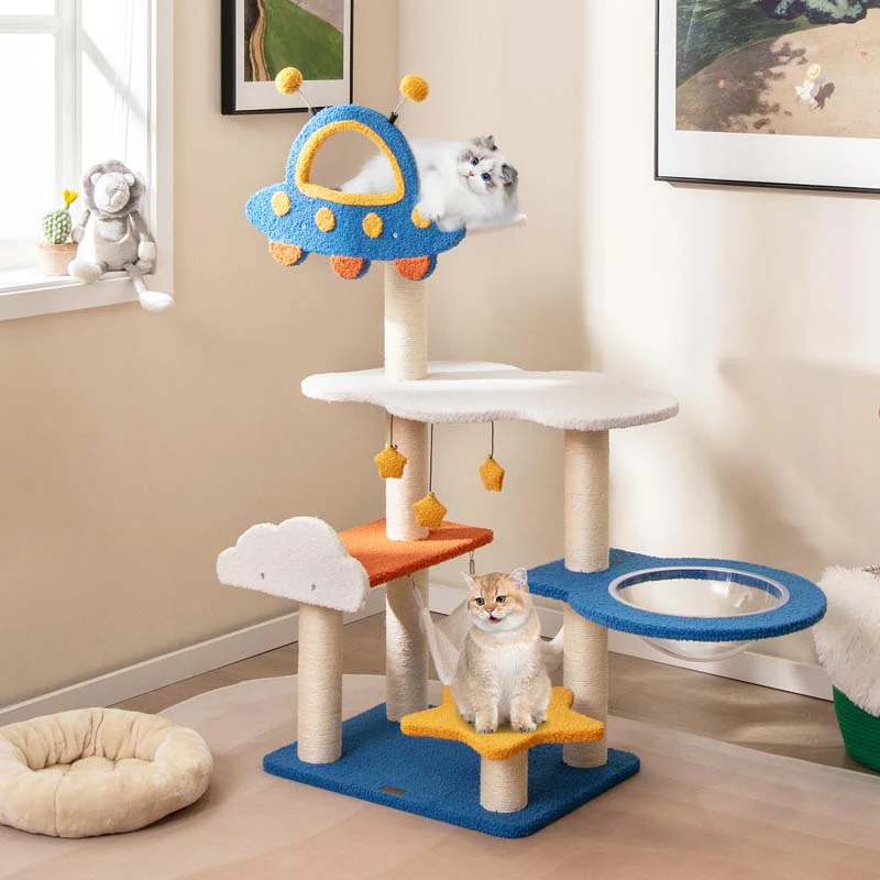 Eletriclife 49 Inches Tall Cat Tree with UFO Top Perch Space Capsule and Sisal Scratching Posts