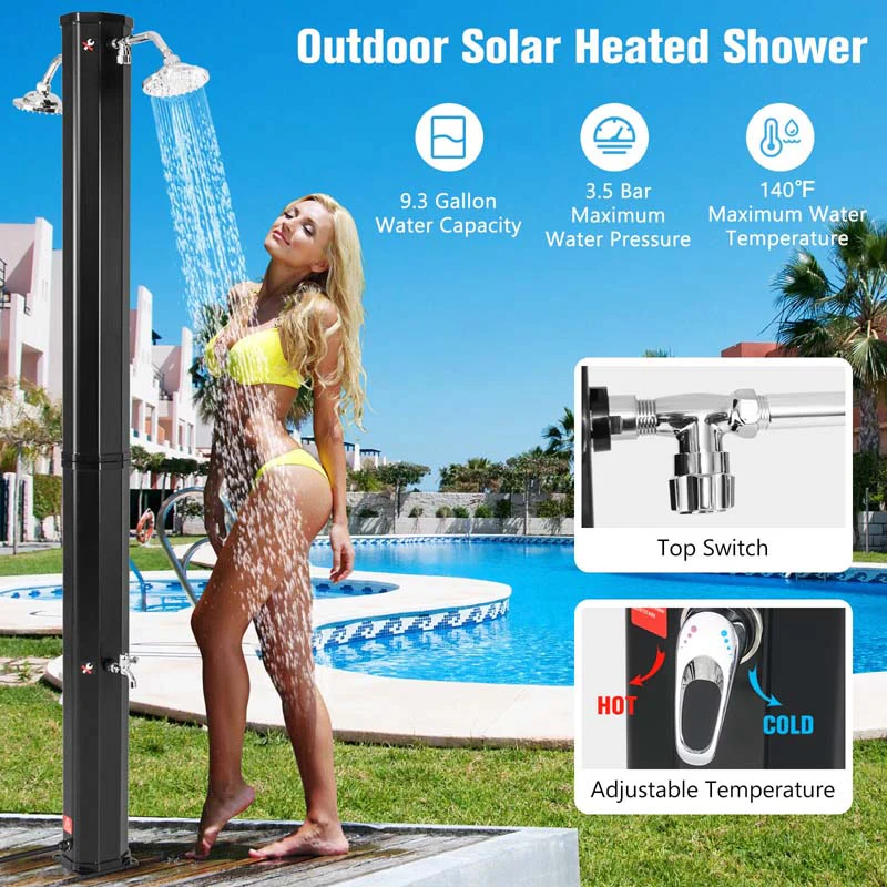 Eletriclife 7.5 Feet 15.9 Gallon Solar Heated Outdoor Shower with Shower Head