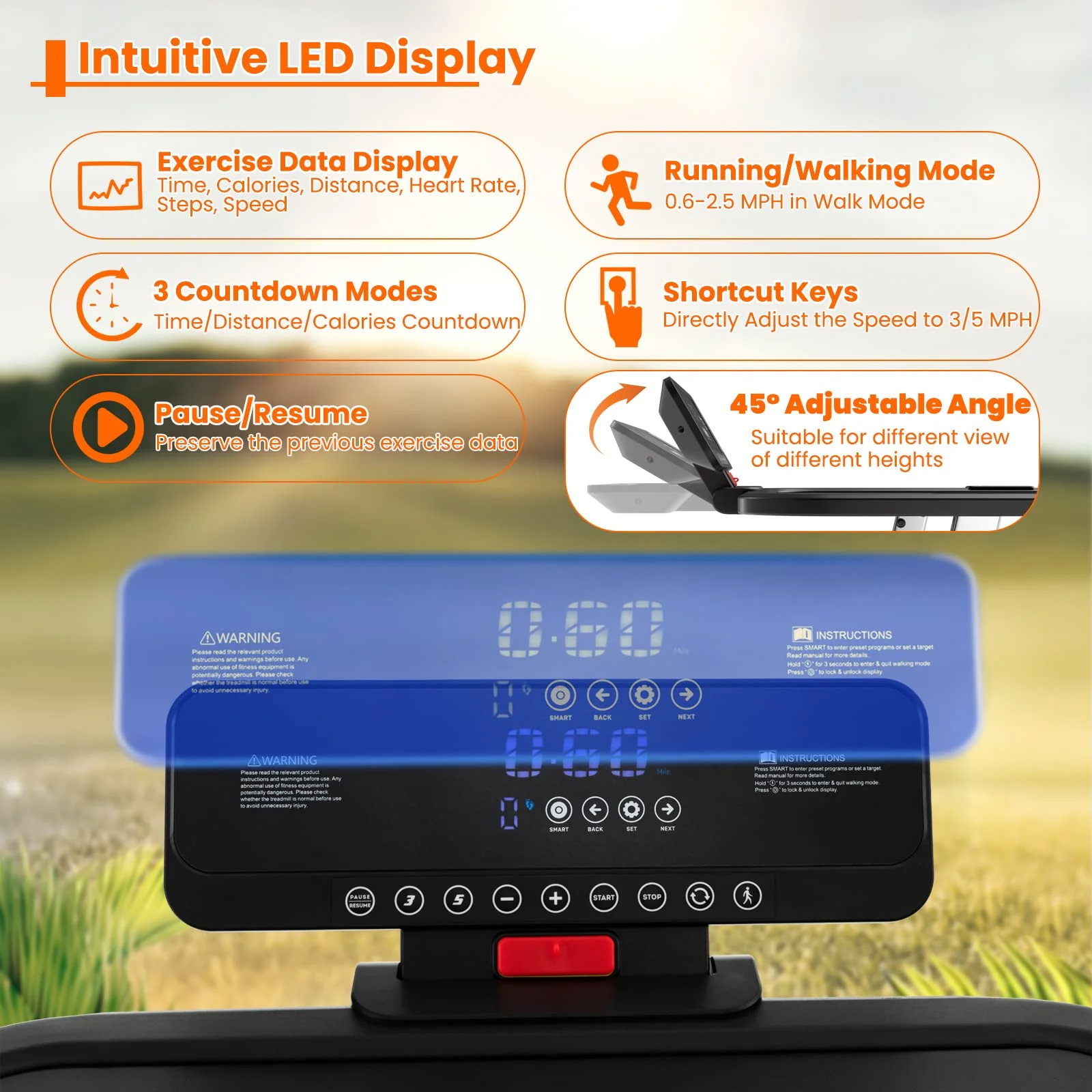 Eletriclife 3HP Folding Treadmill with Adjustable Height and APP Control