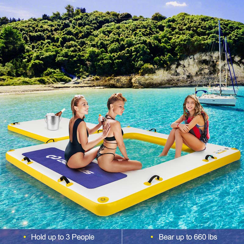 Eletriclife 8 ft x 8 ft Inflatable Dock Platform with Mesh Swim Lounge