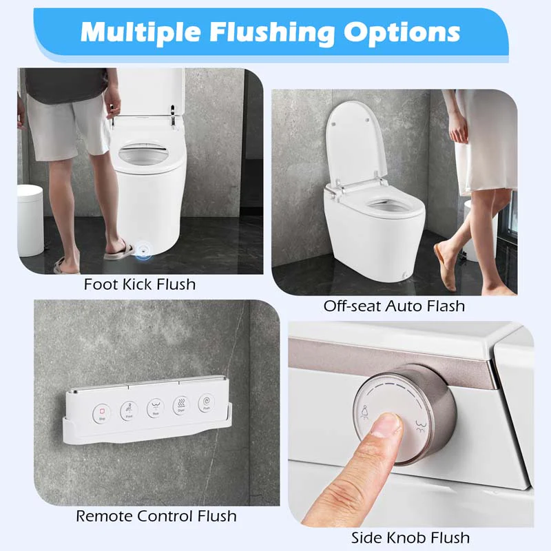 Eletriclife Elongated Smart Bidet Toilet Heated Seat Sensor Auto
